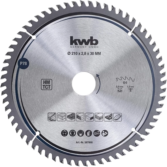KWB Profi TCT fűrészlap, 60 fog, 250x30x2.2mm