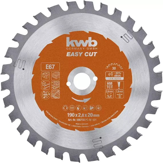 KWB Profi Easy Cut TCT fűrészlap, 30 fog, 190x30x1.8mm