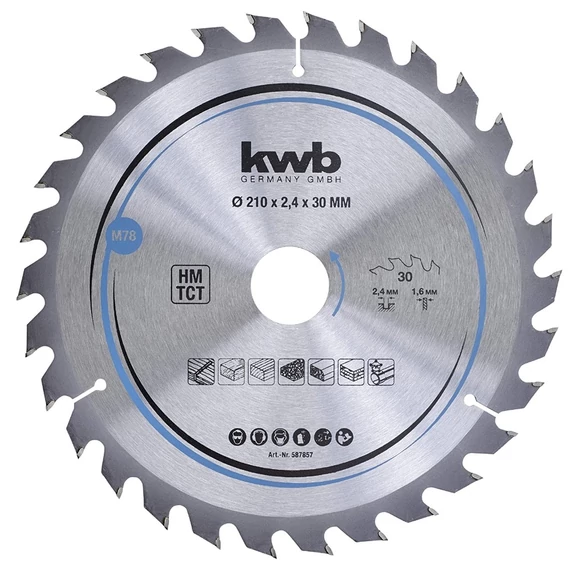 KWB Profi TCT fűrészlap, 30 fog, 210x30x1.6mm