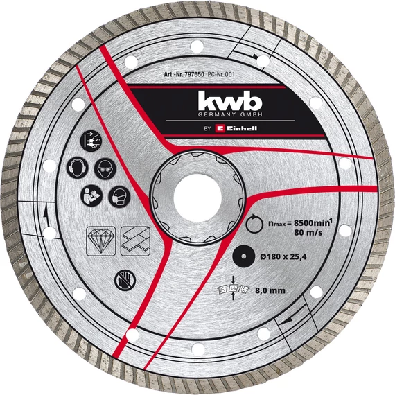Einhell gyémánt vágókorong, turbó, 250x25.4mm