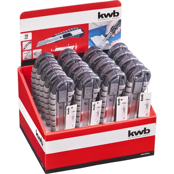 KWB tördelhető pengés kés, automatikus zárás funkcióval, 18mm, 20db