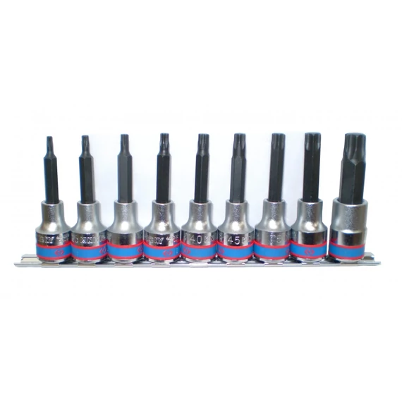 King Tony 9 részes 1/2˝-os torx bitfejkészlet L=80mm, sínen