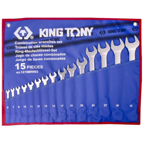 King Tony 15 részes csillag-villáskulcs készlet 6-32mm