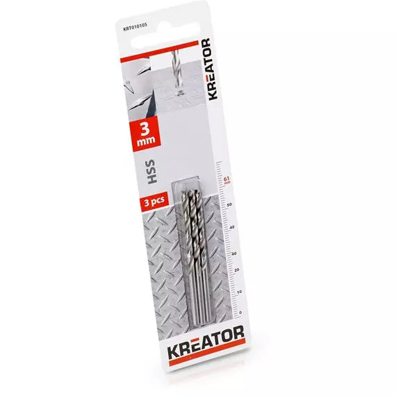 Kreator KRT010105 köszörült csigafúró szett, 3x61mm, 3db