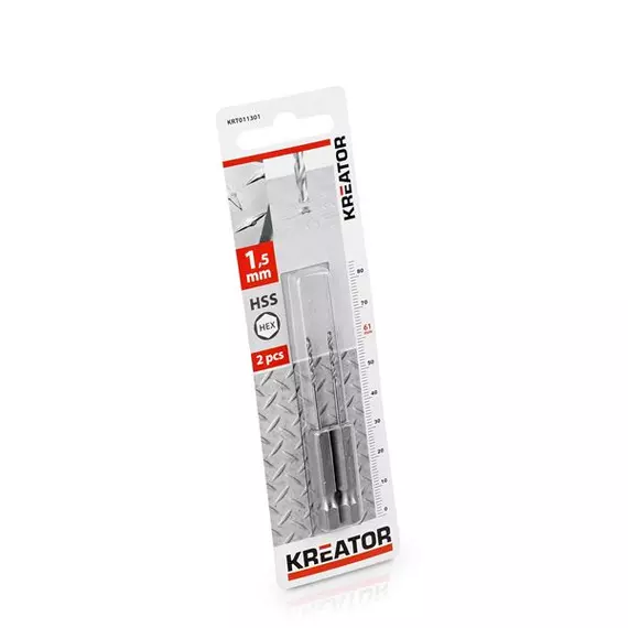 Kreator KRT011301 HSS Hex csigafúró szett, 1.5x61mm, 2db