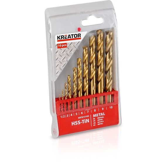 Kreator KRT012102 HSScsigafúró készlet titánium 1-10mm 10 részes