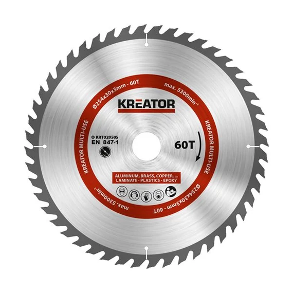 Kreator KRT020505 univerzális körfűrészlap, 60 fog, 254mm