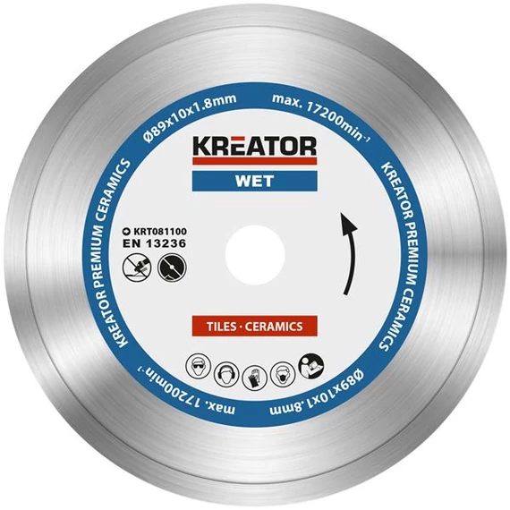 Kreator KRT081100 gyémánt vágótárcsa, nedves, 89mm