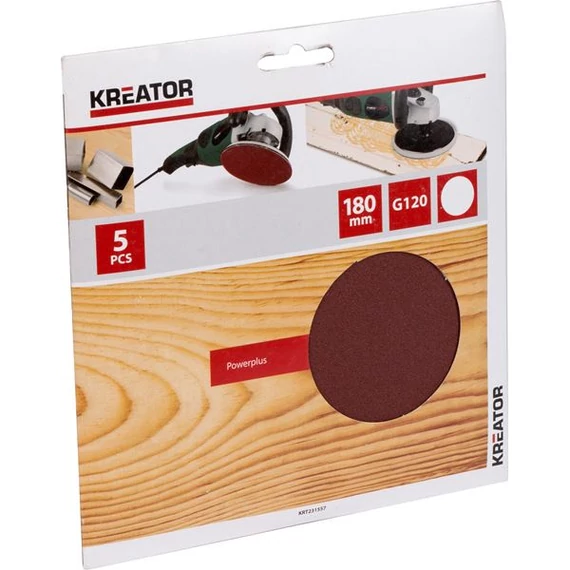 Kreator KRT231557 csiszolópapír polírozógéphez 180mm P120 5db