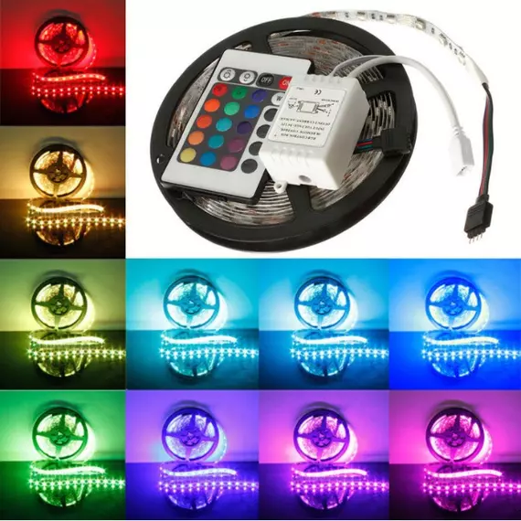 LED szalag szett, RGB színes, 5m