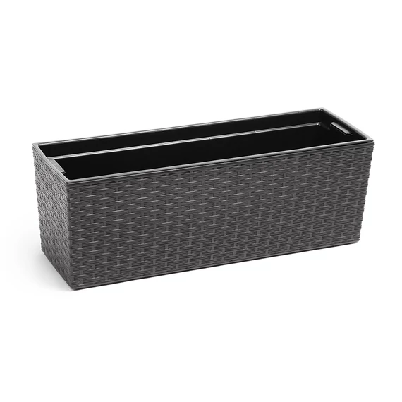 Lamela Begonia rattan balkonláda, 19x56x19,5cm, grafitszürke