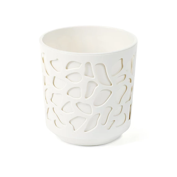 Lamela Duet kaspó 19cm, kerek, krém-krém