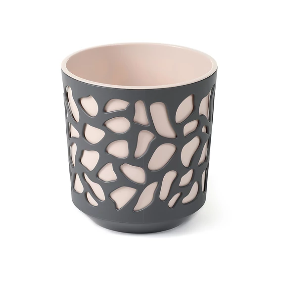 Lamela Duet kaspó 25cm, kerek, rózsaszín-antracit szürke