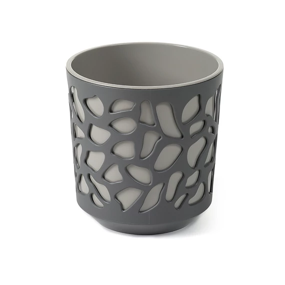 Lamela Duet kaspó 25cm, kerek, szürke-antracit szürke