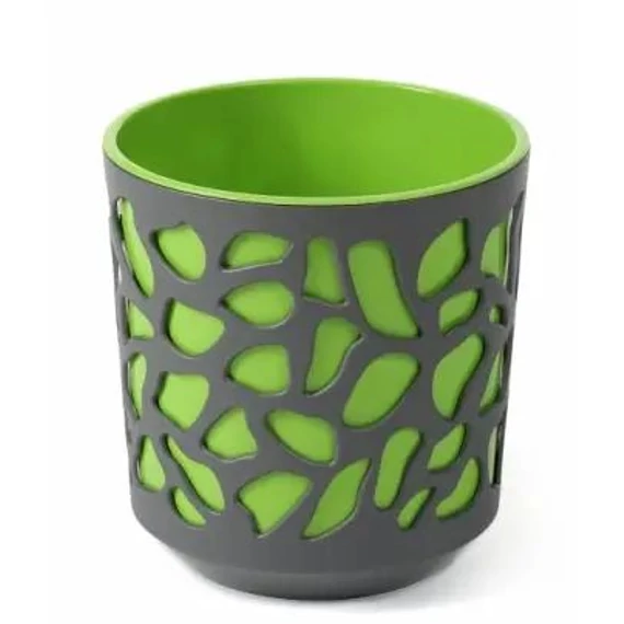 Lamela Duet kaspó 25cm, kerek, világos zöld-antracit szürke