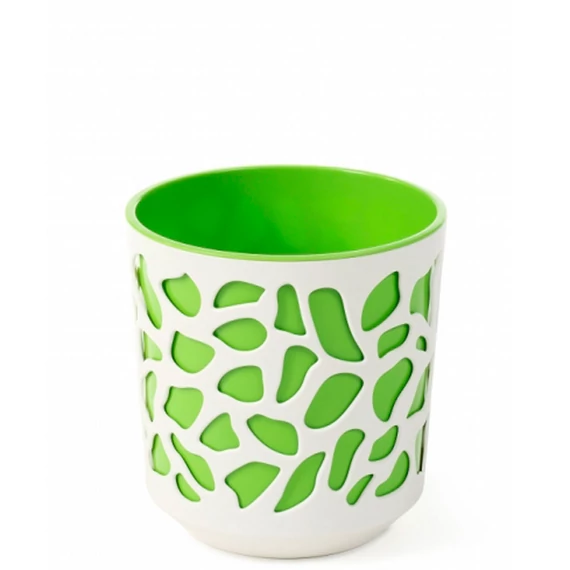 Lamela Duet kaspó 29cm, kerek, világos zöld-krém