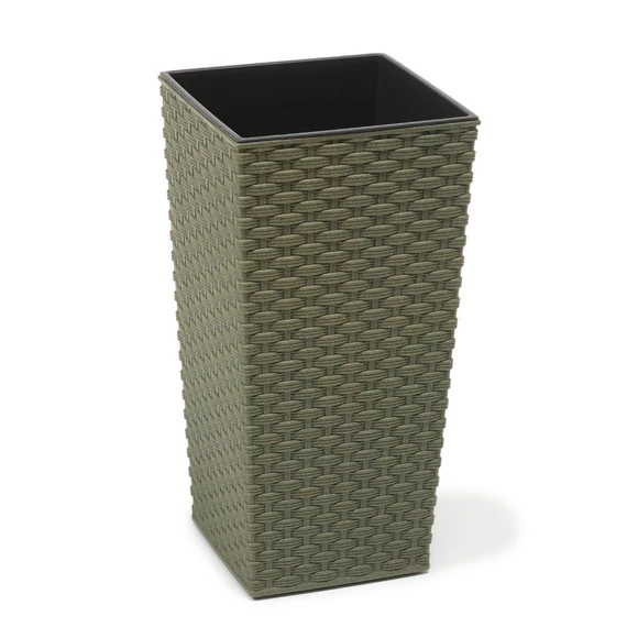 Lamela Finezja Eco rattan kaspó, 19cm, erdőzöld