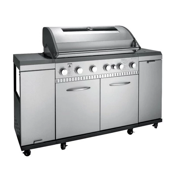 Landmann Inox gázgrill, öntöttvas rács+sütőlap, 24kW