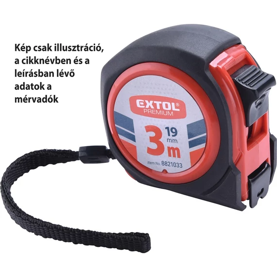 Extol mérőszalag, gumírozott, 1 stoppos, 10m×25mm
