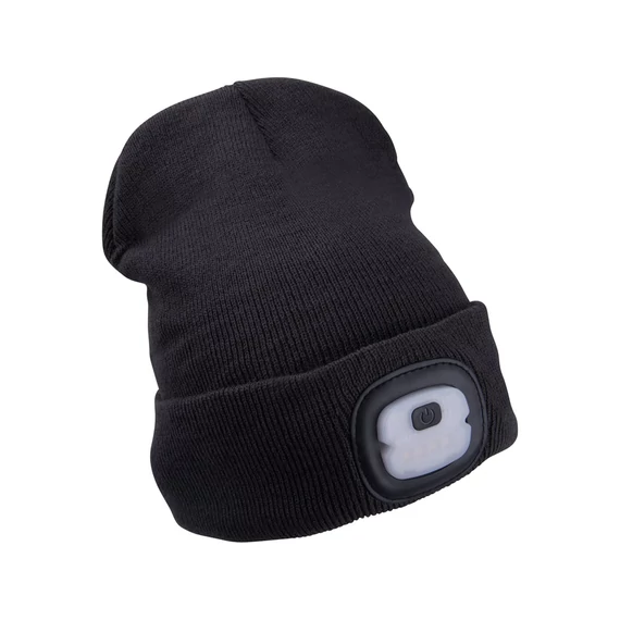 Extol sapka kivehető LED homloklámpával, kötött, fekete