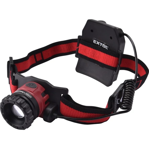 LED fejlámpa, 10 W, CREE XPL, 450 Lumen; tölthető akkuval, zoom + 3 funkció (teljes/ 1/4 fényerő, vi