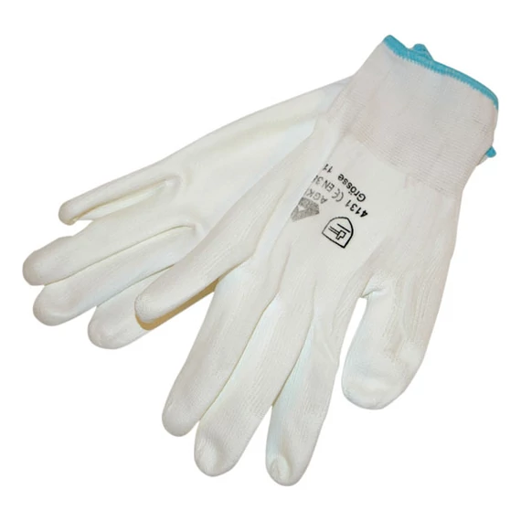 Kötött kesztyű fehér nylon, BUNTING 10-es méret XL