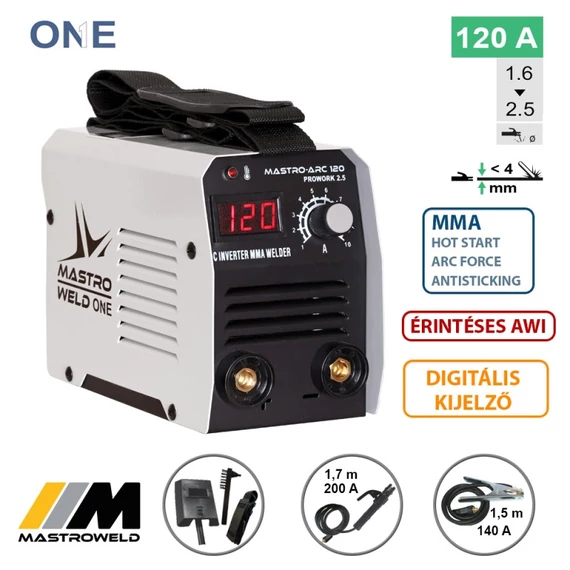 Mastroweld ARC-120 hegesztő inverter, MMA, 120A