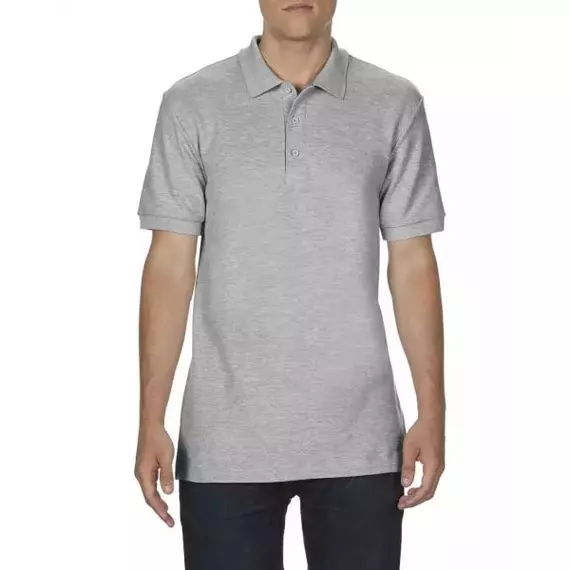 Gildan Premium Cotton Adult double pique galléros póló, szürke,S