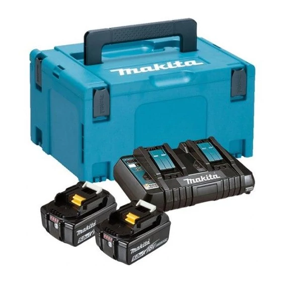 Makita 2db BL1850B akku csomag LXT + DC18RD Dupla töltő MAKPAC kofferben 