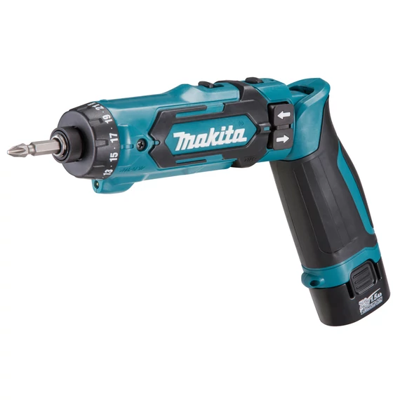 Makita DF012DSE akkus csavarbehajtó, 7.2V Li-Ion, 5.6Nm, 2x1.5Ah