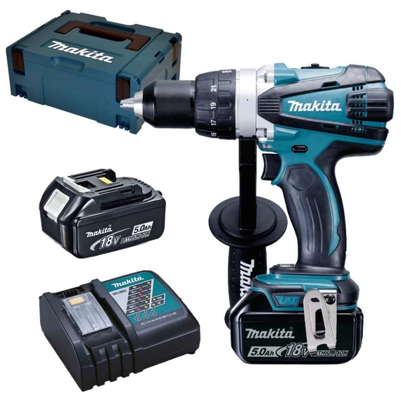 Makita DDF458 akkus fúró-csavarozó, 18V, 13mm, 91Nm (2db 5Ah akkuval és töltővel)