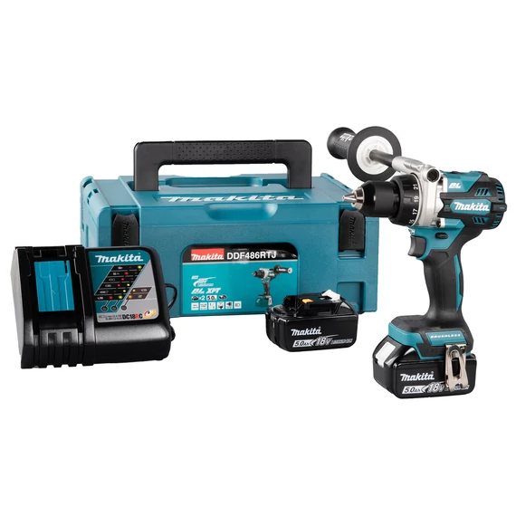 Makita DDF486 akkus fúró-csavarozó, 18V, 13mm, kofferban (2db 5Ah akkuval és töltővel)