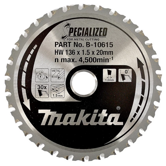 Makita Specialized körfűrészlap fémre akkus körfűrészhez, 136x20mm, Z30