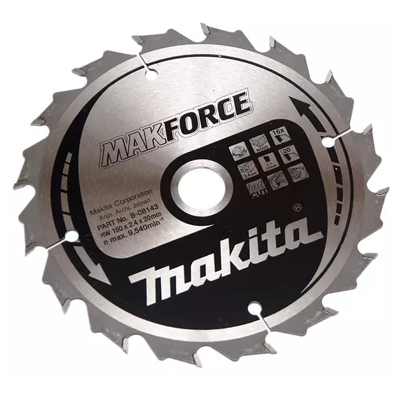 Makita Makforce körfűrészlap fához, 160mm, 16fog