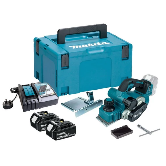 Makita DKP181 akkus gyalu, 18V, 82mm, kofferban (2db 5Ah akkuval és töltővel)