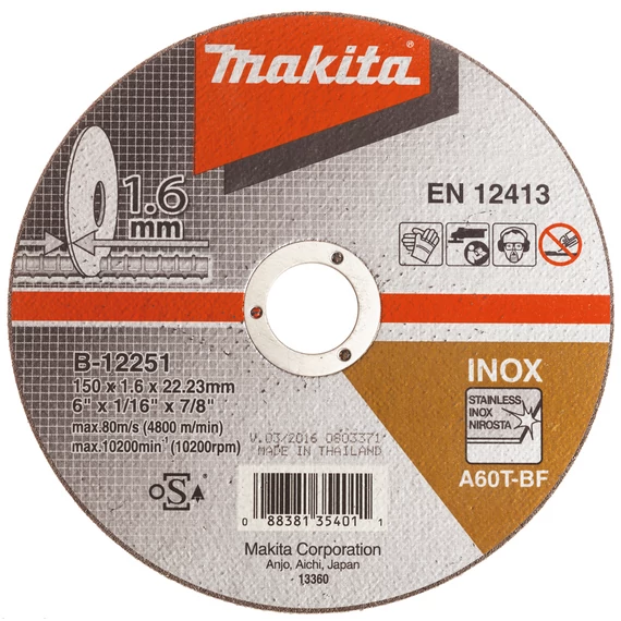  Makita vágókorong inoxhoz, 150x1.6 mm