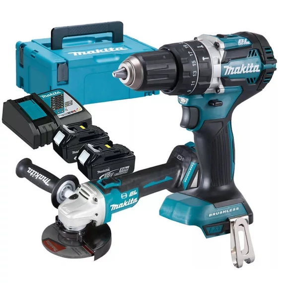 Makita DLX2272 akkus gépszett, 18V, kofferban (2 gép, 2db 5Ah akkuval és töltővel)