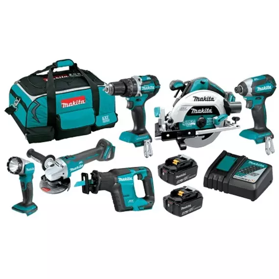 Makita DLX6092 akkus gépszett, 18V, táskában (6 gép, 2db 5Ah akkuval és töltővel)