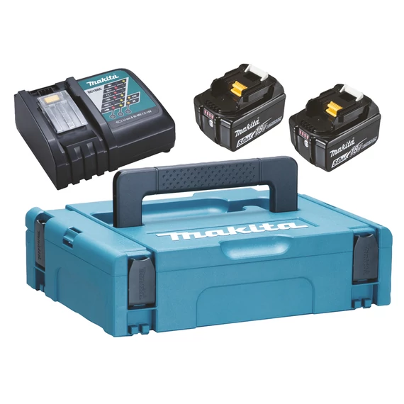 Makita Li-ion akku és töltő szett kofferban, 18V, 2db 5Ah