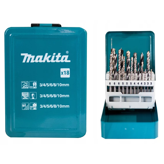Makita fúrószár készlet fémhez, fához, téglához 18 részes