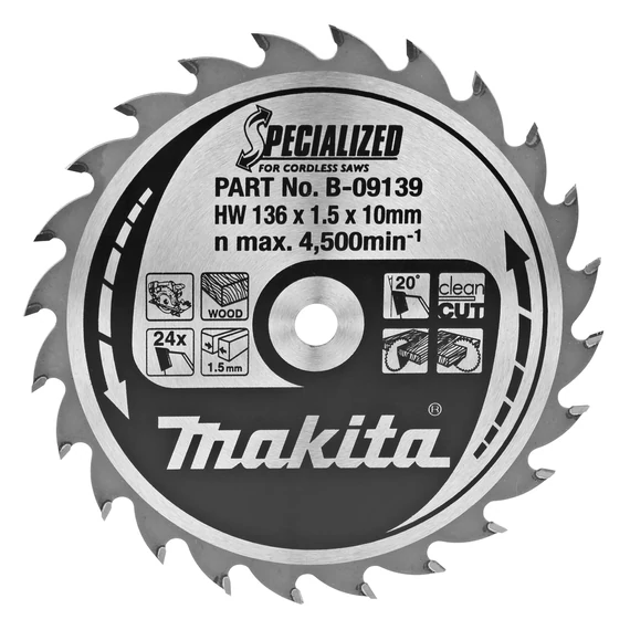 Makita Specialized körfűrészlap, akkus 136x10mm Z24