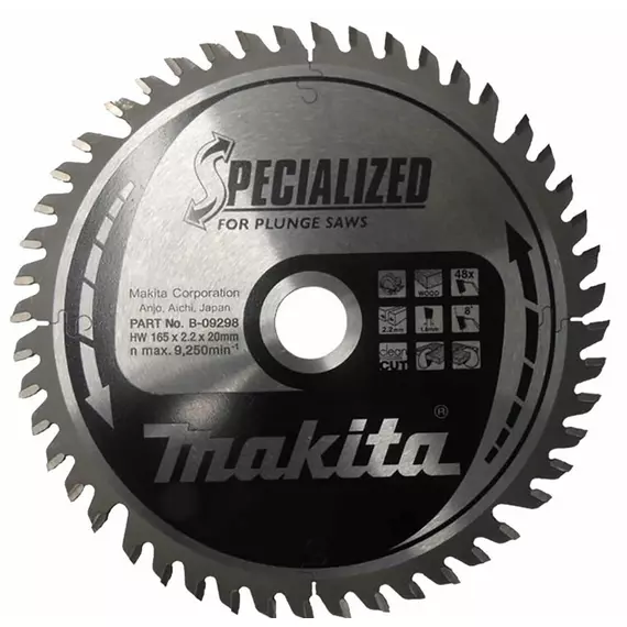 Makita Specialized körfűrészlap, merülő 165x20mm Z48