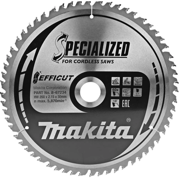 Makita Efficut körfűrészlap 260x30mm Z60