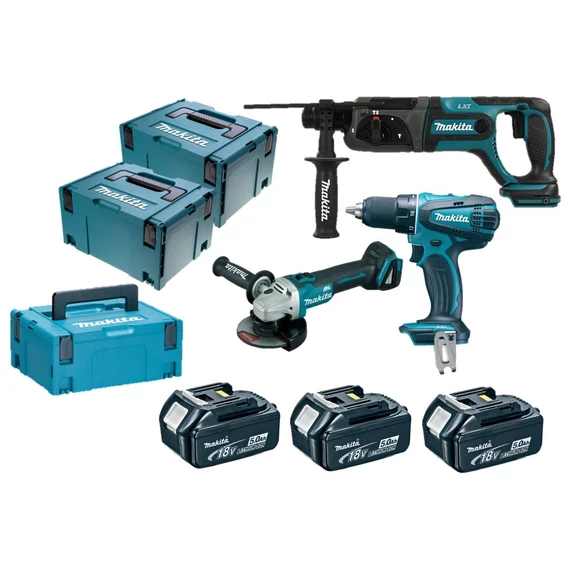 Makita DLX3052TJ1 18V Li-Ion szett DDF456 DGA504 DHR241 3x5,0 Ah