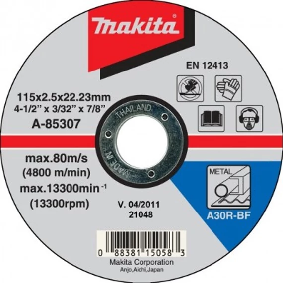 Makita acél vágókorong, 115x2.5mm