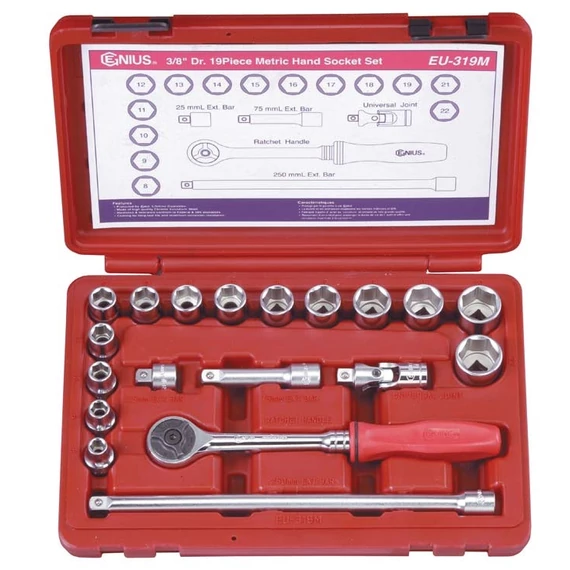 Genius Tools dugókulcs készlet, 8-22mm, 3/8", 19db