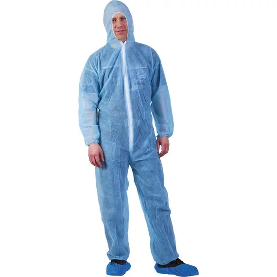 Polipropilén cipzáros  védő overál, kék, XL