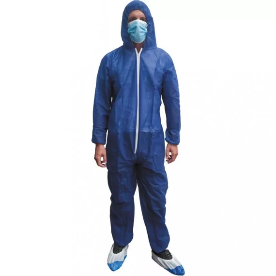 Polipropilén, cipzárral záródó, kapucnis overál, XL