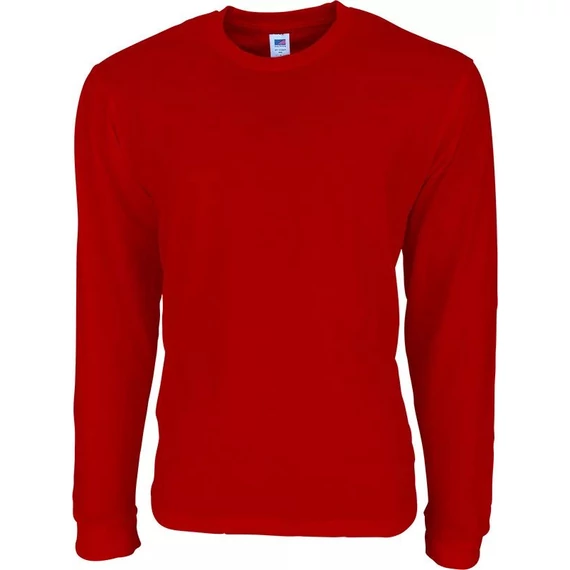 Környakas hosszú újjú pamut póló, piros, 3XL