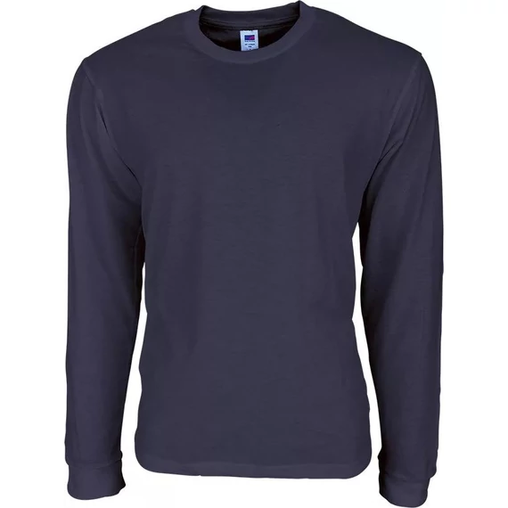 Környakas hosszú újjú pamut póló, antracit szürke, 3XL